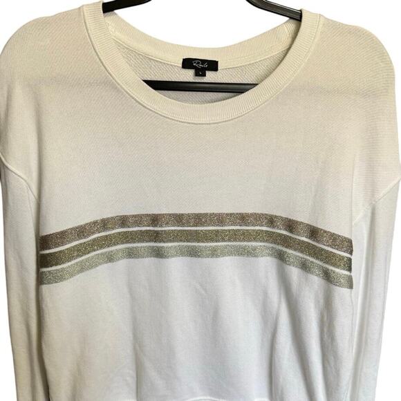 Rails Ramona Sweatshirt Metallic Stripe Crewneck Pullover White Size Large - Picture 6 of 11